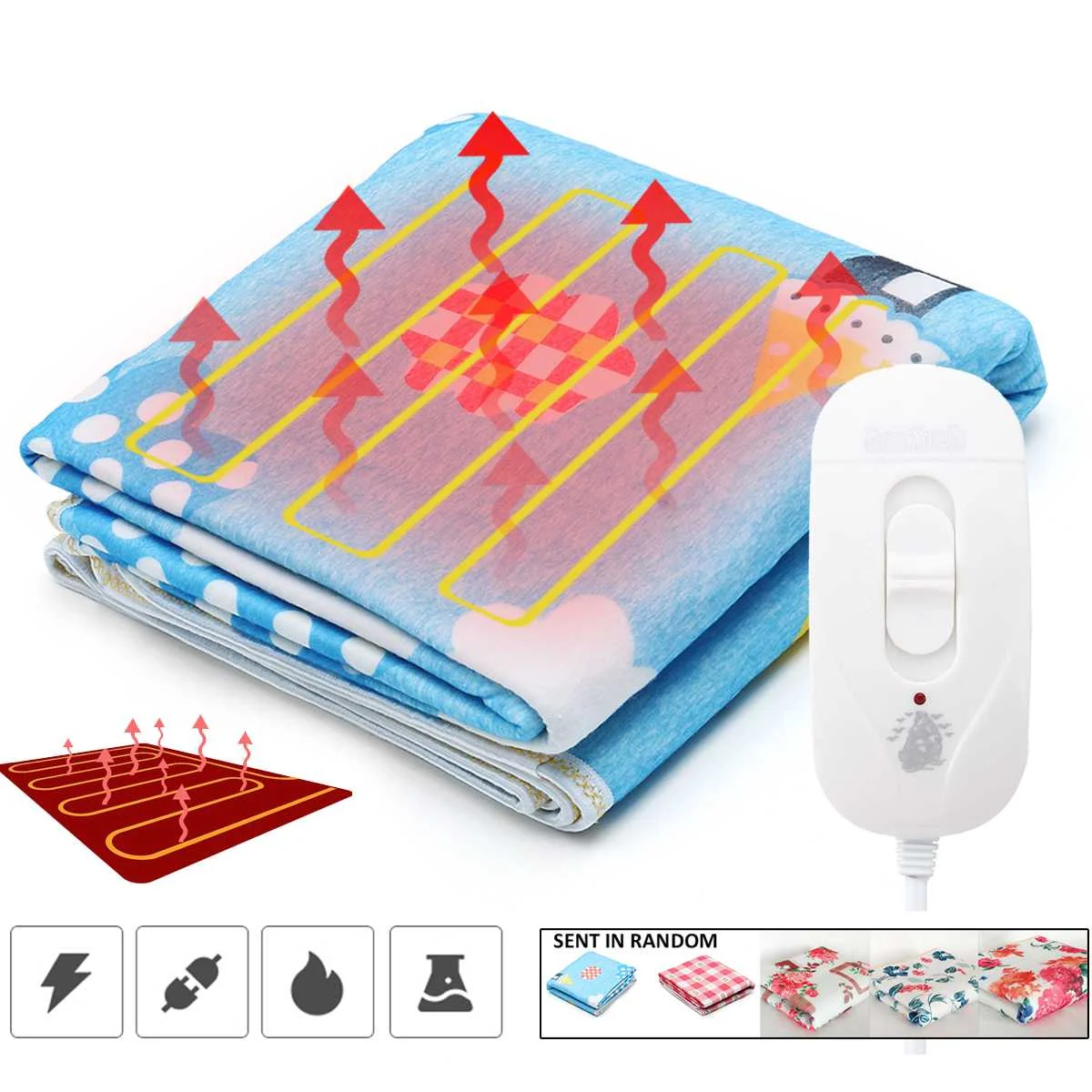 

Random Electric Heating Blanket Thicker Single Double Bed Heated Pad Security Winter Warmer Bedding Heater Mat Carpet 2 Sizes