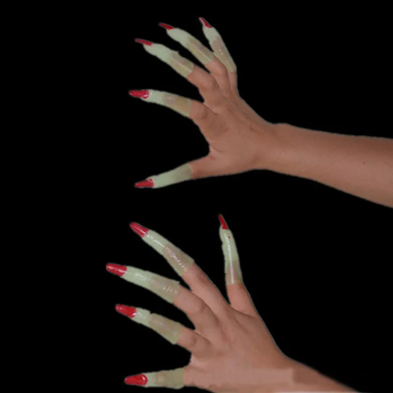 

10 PCS Halloween Performance Prop Funny Toys Noctilucent Nail Luminescence Hand Fingernails Fake
