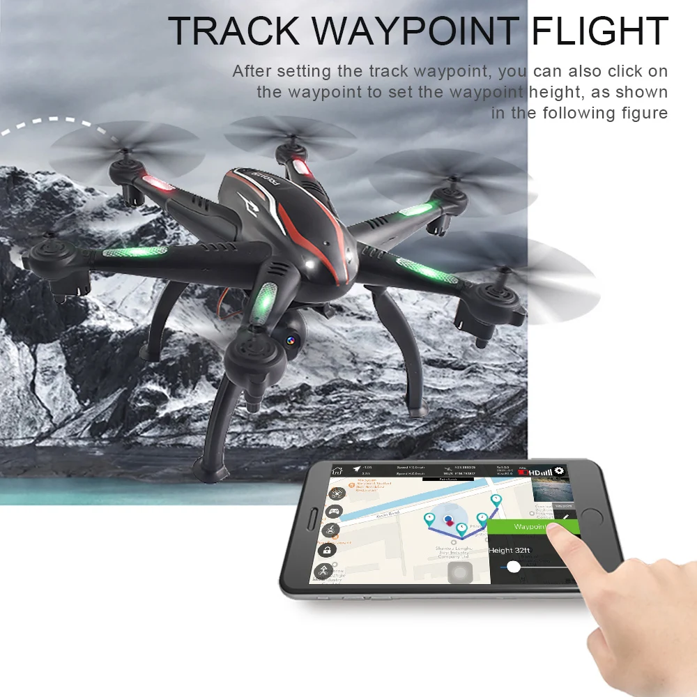 

Mini Drone L100 2.4G 720P Wide-Angle WiFi FPV Camera 6-axis GPS Foldable RC Drone Hexacopter Auto Follow RC Toy for Kids Gifts