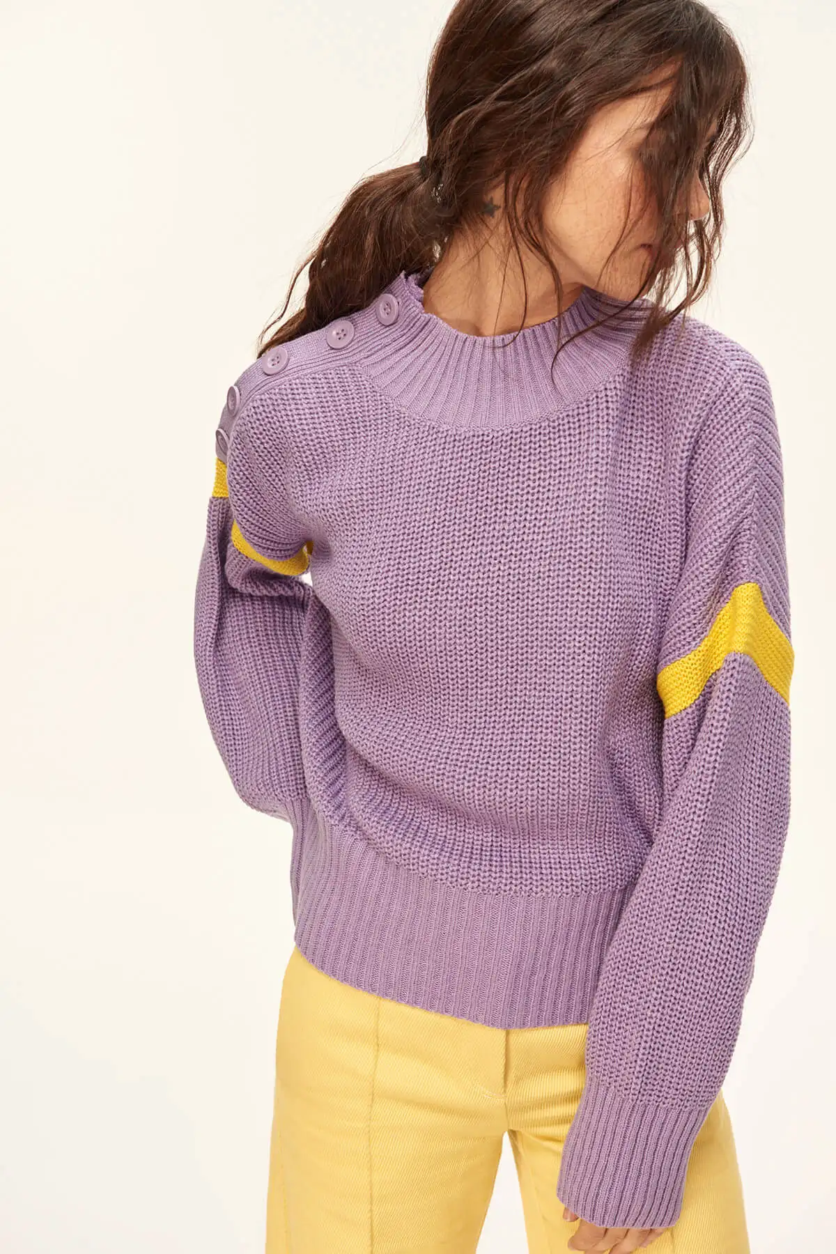 Trendyol Lila Shoulder Button Sweater Detailed TCLAW19ZA0019 |