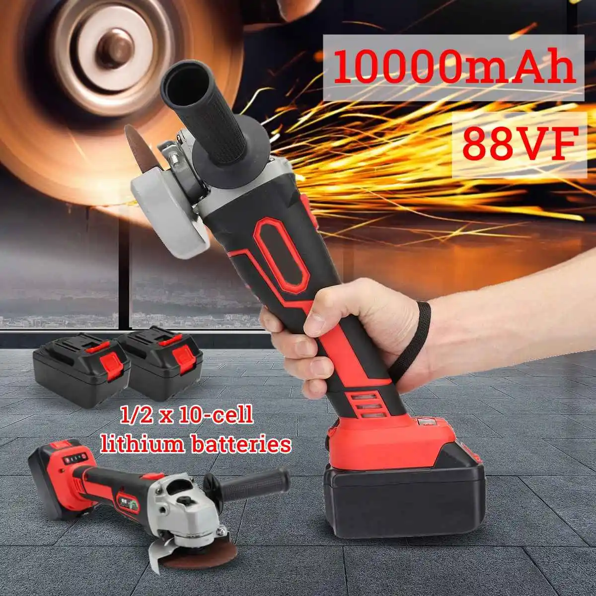 

88vf 1000mah Electric Disc Cordless Angle Grinder with free Cutting Sanding Disc Wood Grinder Cutter Machine Tool Set