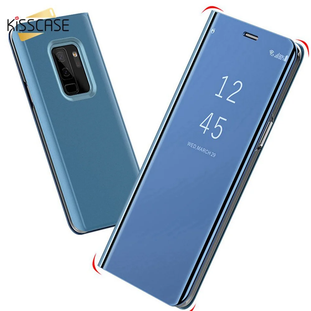 

KISSCASE Luxury Fipped Case Mirror-Size Stander Phone Case For One plus 6 6T Phone Case For Sony Xperia XZ3 For OPPO A7 Coque