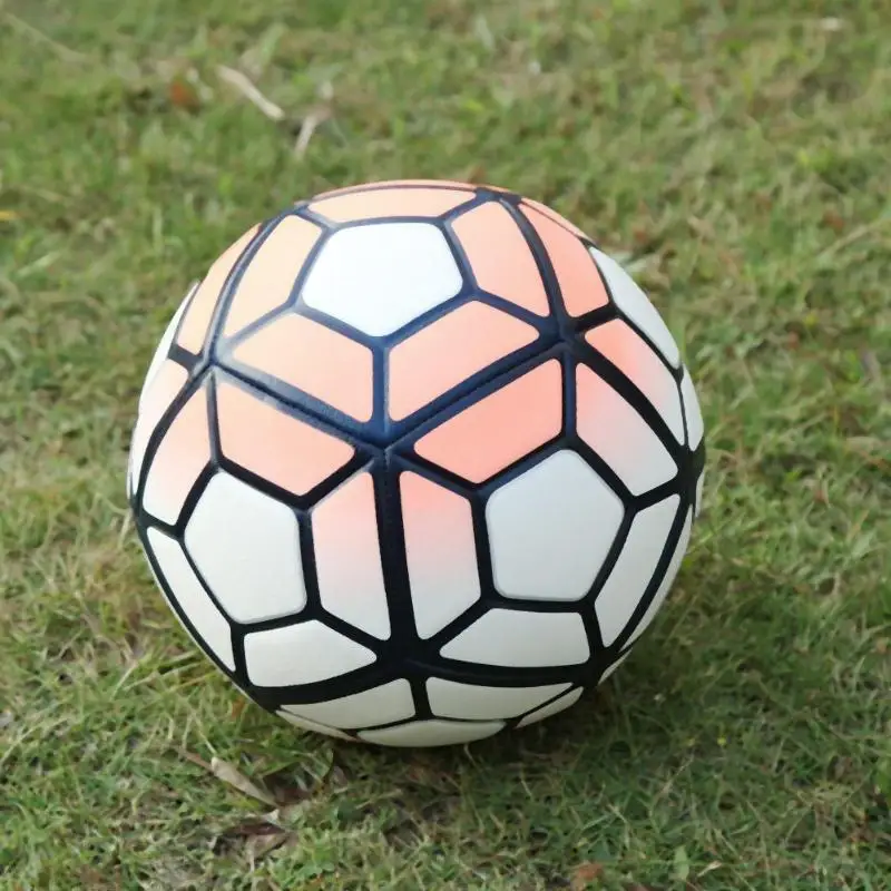 2019 мягкие футбольный мяч из кожи PU № 5 машинный сшитый футбол оранжевый + белый мягкий PU скольжению Trainning футбол подарки на день рождения