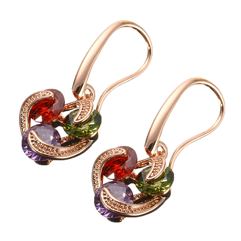 

Fashion Colorful Peridot Drop Dangle Earrings Multicolor Rose Gold Filled Hook Earrings Women Jewelry Gifts