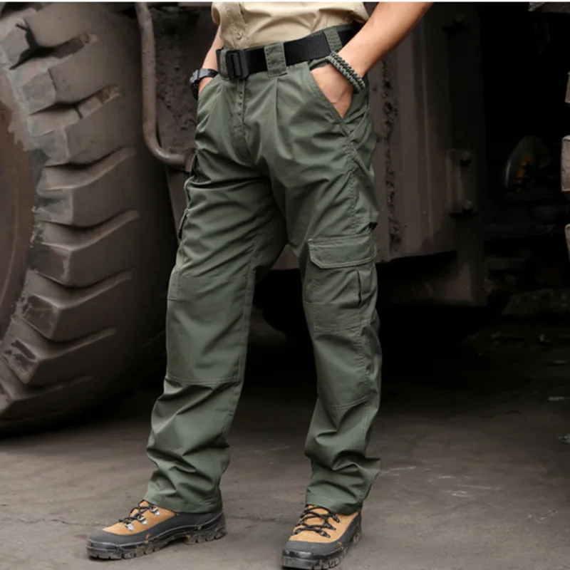 

Summer Outdoor Sports Climbing Waterproof Thin Ultralight Plaid Cargo Pants Men Anti Tear Pocket Military Tactical Long Trousers