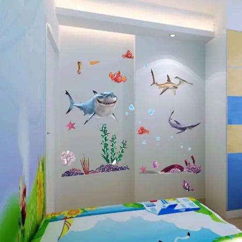 В Find Nemo Настенная Наклейка в виде акулы рыбы детская спальня гостиная смешные