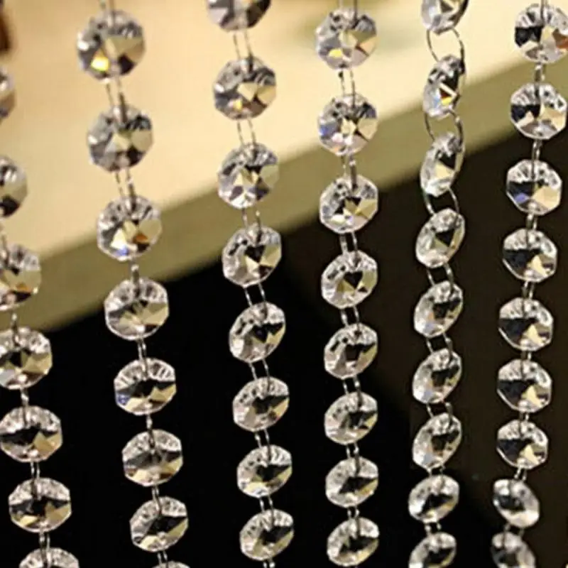 

5M Luxury Diamond Strand Acrylic Crystal Beads Chain White Clear Wedding Party Decorations Curtain Window Door Party Supplies