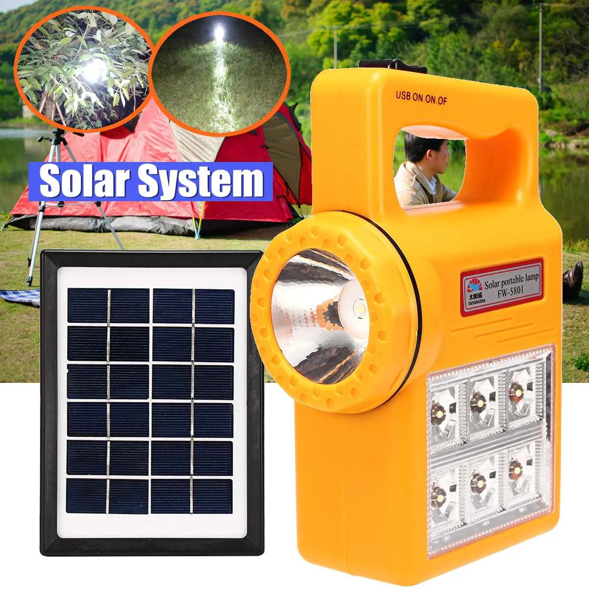 

Portable Solar Lamps Panel Generator Kit Solar Powered System LED Light USB Cables Bulbs Set Home Camping Outdoor Lighting
