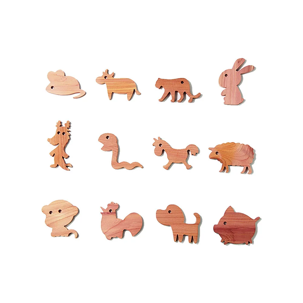 

ZHILING 12 Pcs Wooden Ornament Kids Animal Shape Identification Toy Original Color Of Home Hanging Decoration