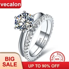 Vecalon ювелирные украшения Настоящее 925 пробы Серебряное бесконечное кольцо набор 5A Циркон Cz Обручальное кольцо кольца для женщин свадебный подарок