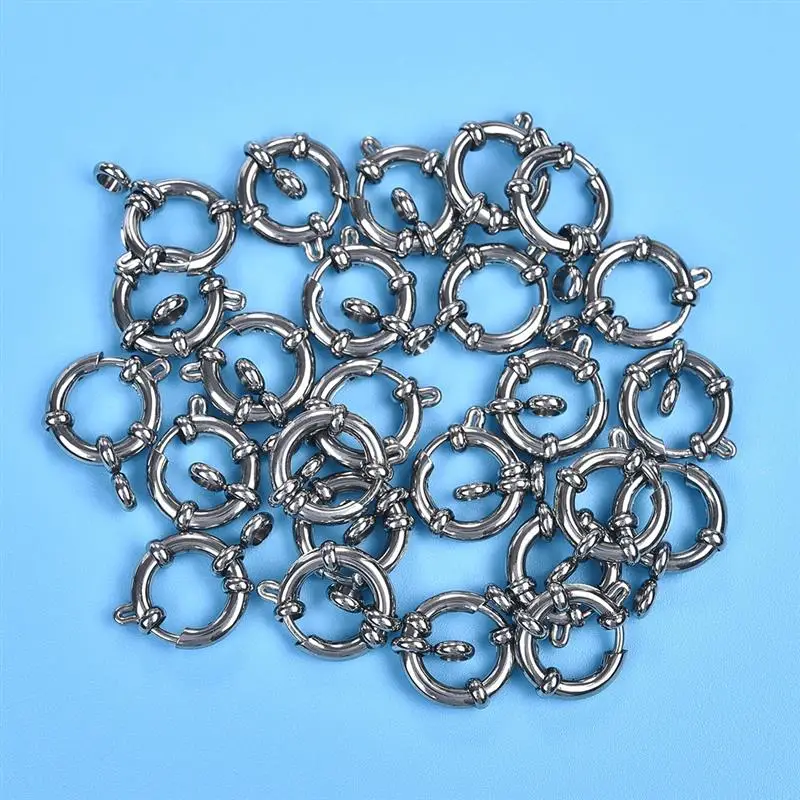 5pcs/Lot Round Ring Spring Clasp Stainless Steel Jewelry Making Necklace Bracelet Clasp Connector Jewelry Findings Accessories