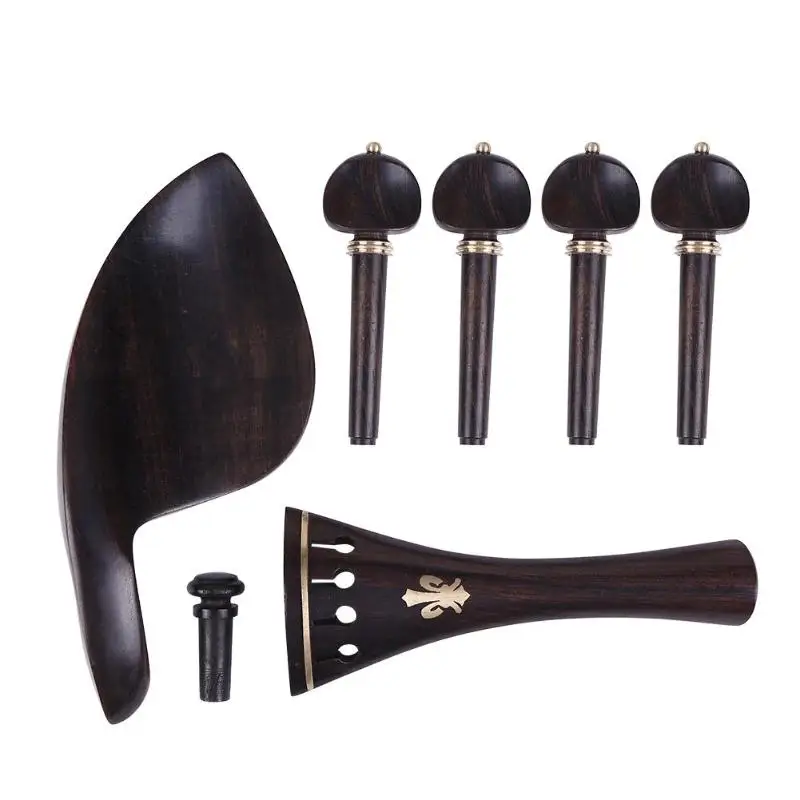 

7pcs/set Ebony Chinrest Tailpiece Endpin Pegs Violin DIY Parts Accessories