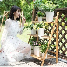 4/3/2 Слои деревянная стойка для цветов Растения цветочный горшок стенд Свадебные украшения балкона садовый стол Гостиная бамбук Цветочная полка