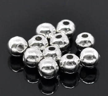 

100 Silver Plated Smooth Round Spacers Beads 6mm Dia. (B12703)