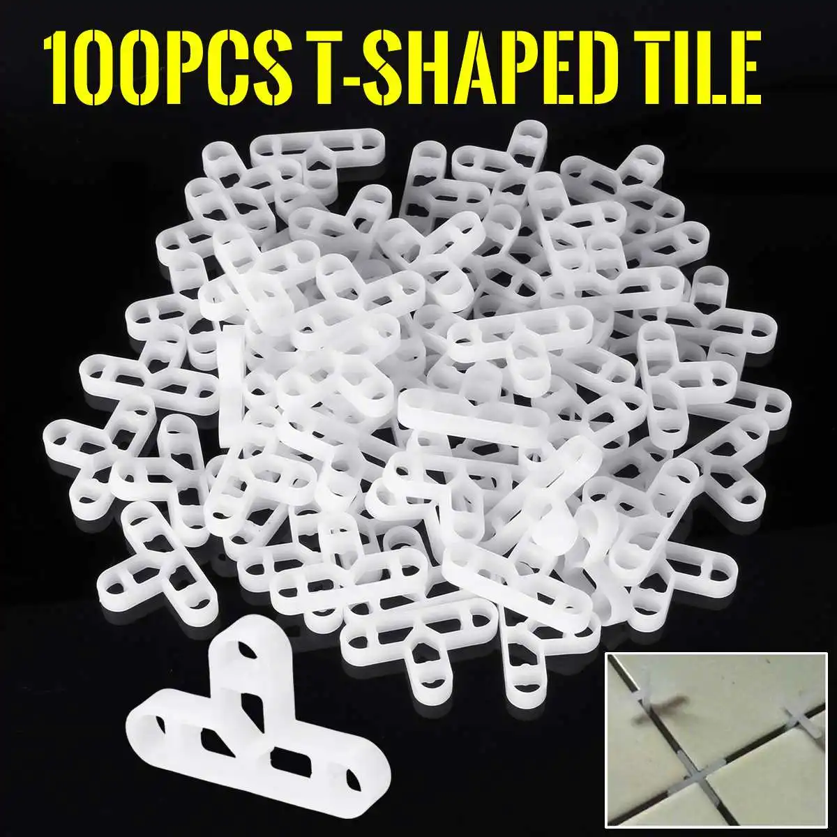 100PCS 6mm T shaped Tile Clips Spacer Tile Leveling System Wall Floor Level Tool Removal Toolin