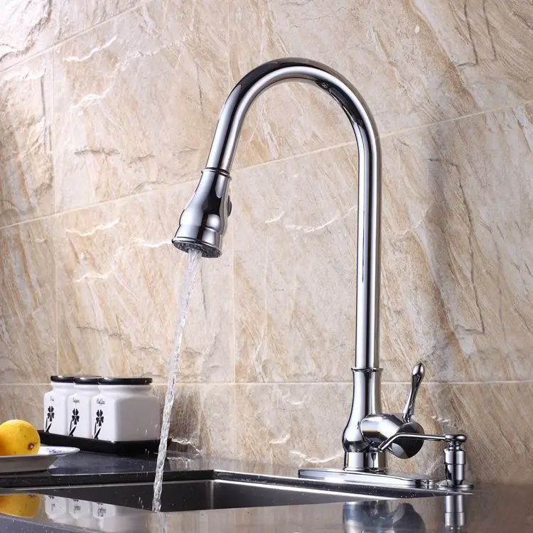 Use Copper Kitchen Cold Hot Faucet Kitchen Sink Can Be Pull Down 360 Degree Rotation  Home Improvement  Faucet Deck Plate