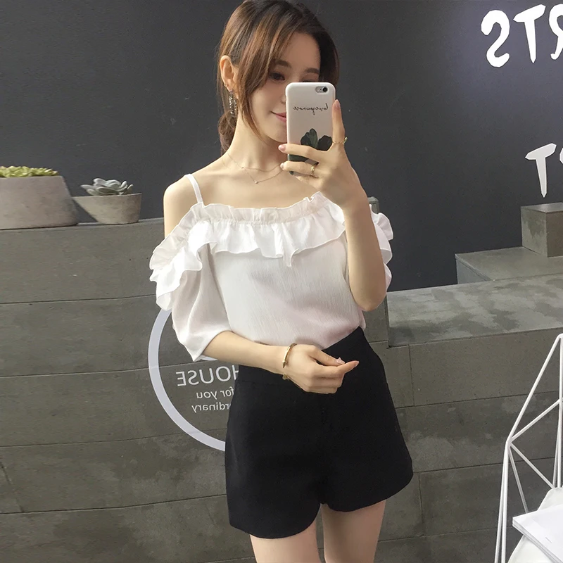 Повседневное Cami Top Для женщин блузка 2019 Летние повседневные женские с открытыми