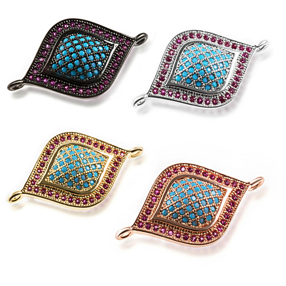 

0.7*0.9in Premium Diy Jewelry Bracelet Necklace Manufacture Handmade Accessories Brass Zircon Bracelet Connector Precision Inlay