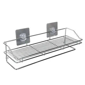 

Seamless Storage Rack Stainless Steel Wall-mounted Organizer Stand Rack Drain Storage Rack for Home Kitchen(Silver)