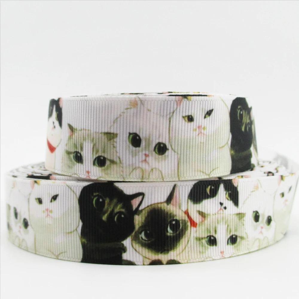 

(5yds per roll) 1"(25mm) cat high quality printed polyester ribbon 5 yards,DIY handmade materials,wedding gift wrap,5Y48760