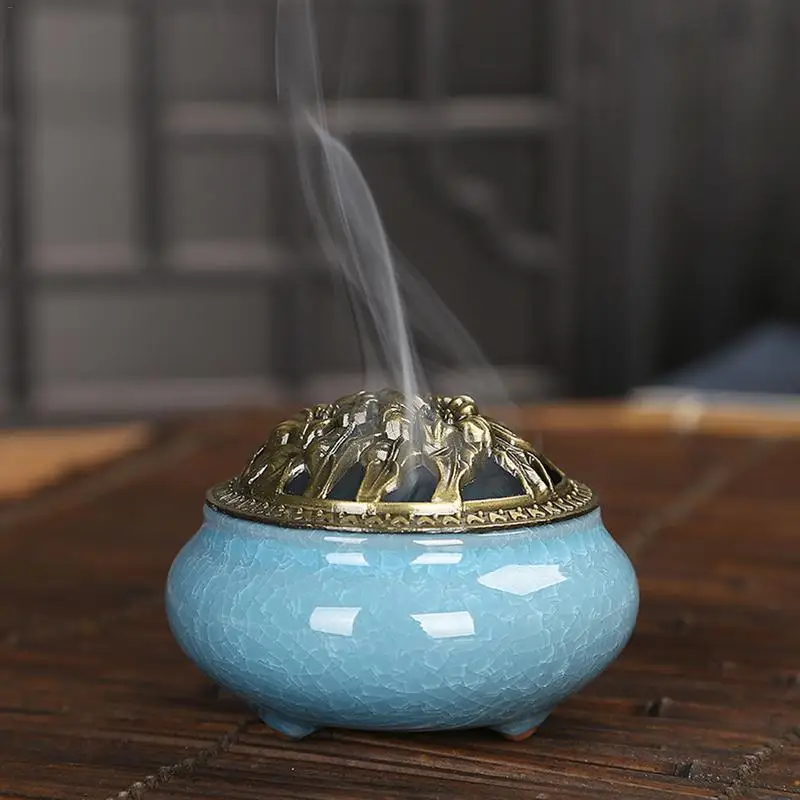 

AUGKUN Celadon Ceramic Incense Burner Home Decoration Incense Sandalwood Ice Cracking Kiln Small Aromatherapy Furnace Censer