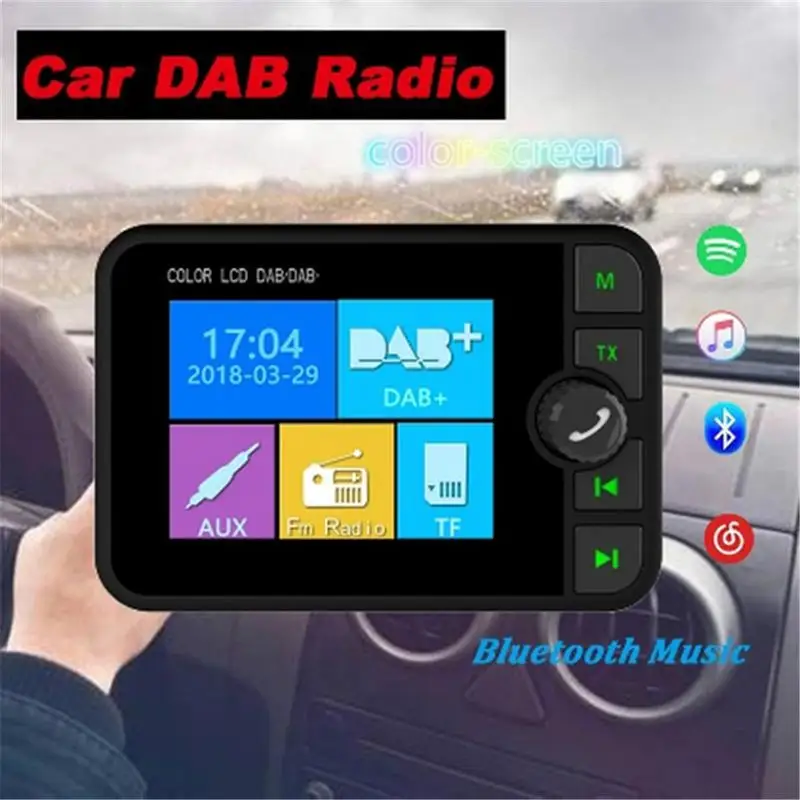 2,4 дюймовый TFT экран модный цветной экран Автомобильный DAB радио цифровой радио адаптер с Bluetooth потоковое воспроизведение музыки стиль