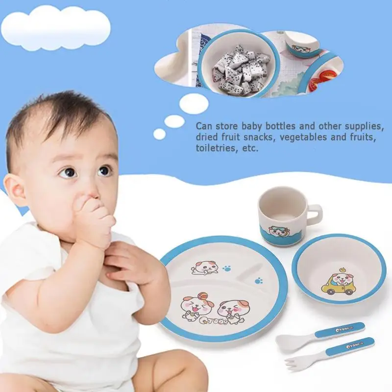 5pcs/Set Baby Bowl Spoon Fork Feeding Food Tableware Cartoon Kids Dishes 5pcs/Set Baby Bowl Spoon Fork Feeding Food Tableware Cartoon Kids Dishes