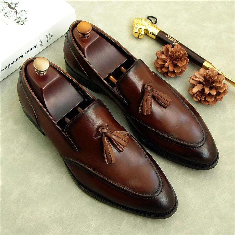 

Retro Coffee Man Martin Oxfords Shoes 2018 Spring Summer Runway Italy Leather Shoes Hombre Slip On Dress Barque Oxfords Shoes