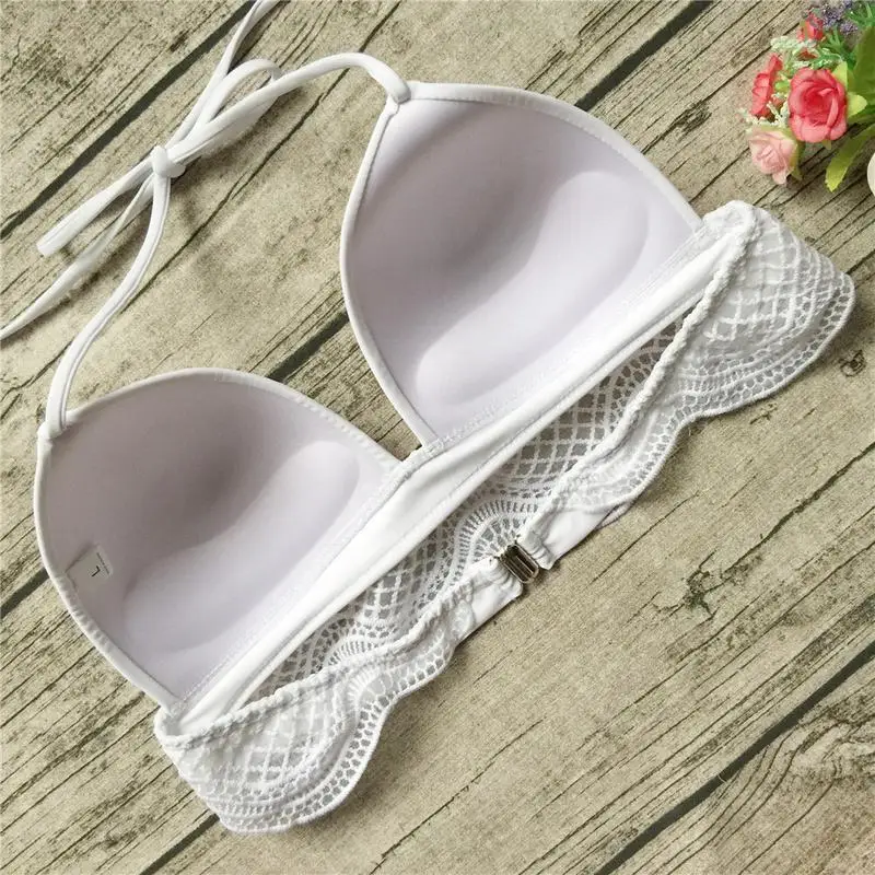 

Swimwear Women Sexy Bikini Suit Bandage Push-Up Swimsuit Bathing Beachwear G-string White Lace