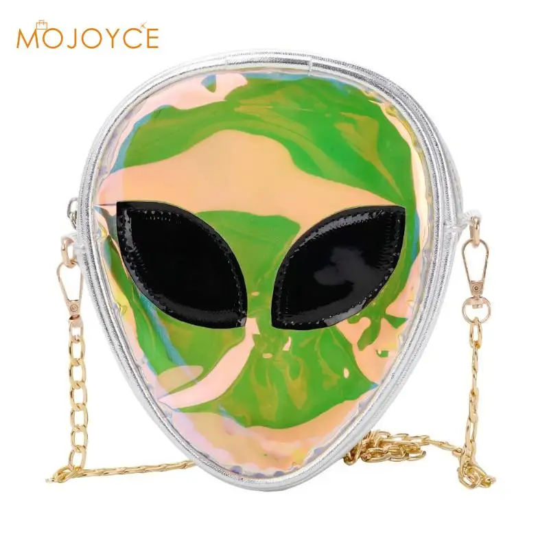 

Laser Transparent Handbag Boys 3D Alien ET Head Face Designed Unisex Messenger Women Girls Shoulder Leisure Bag For Girls