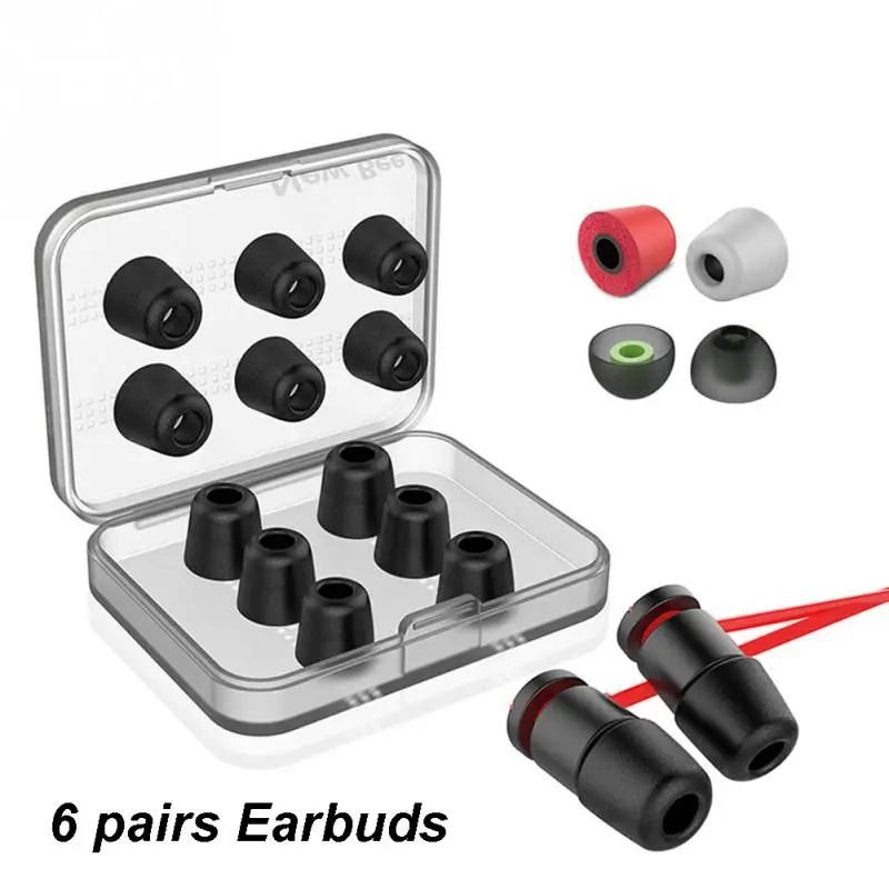 

6 Pairs Earbuds Replacement Earphone Tips Noise Isolation Headset Pads With Storage Box Earpiece Earbuds In Ear Earphone Headset