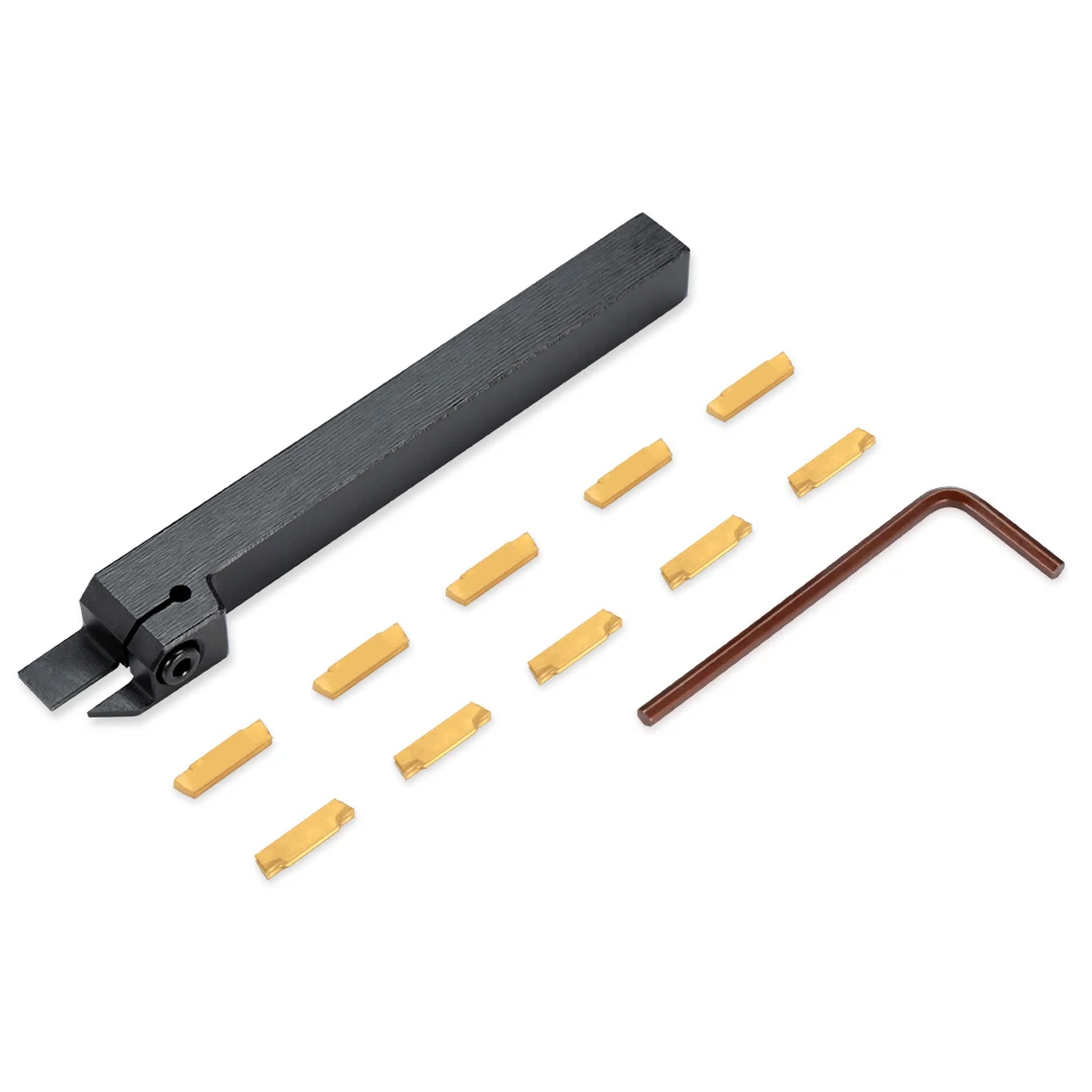 

10PCS+1PC MGEHR1212 - 2 External Grooving Tool Holder With Carbide Inserts Grooving Cutter Plates Lathe Turning Tool Set