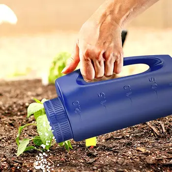 

2L Hand Held Spreader In Blue. Adjustable Hole Size For Seed, Fertiliser, Salt To Deice Or Any Size Granule Complete With Scoop