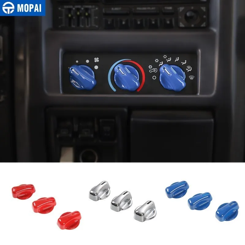 

MOPAI ABS Car Air Conditioner Switch Button Knob Decoration Cover Sticker for Jeep Wrangler TJ 1997-2006 Car Accessories Styling
