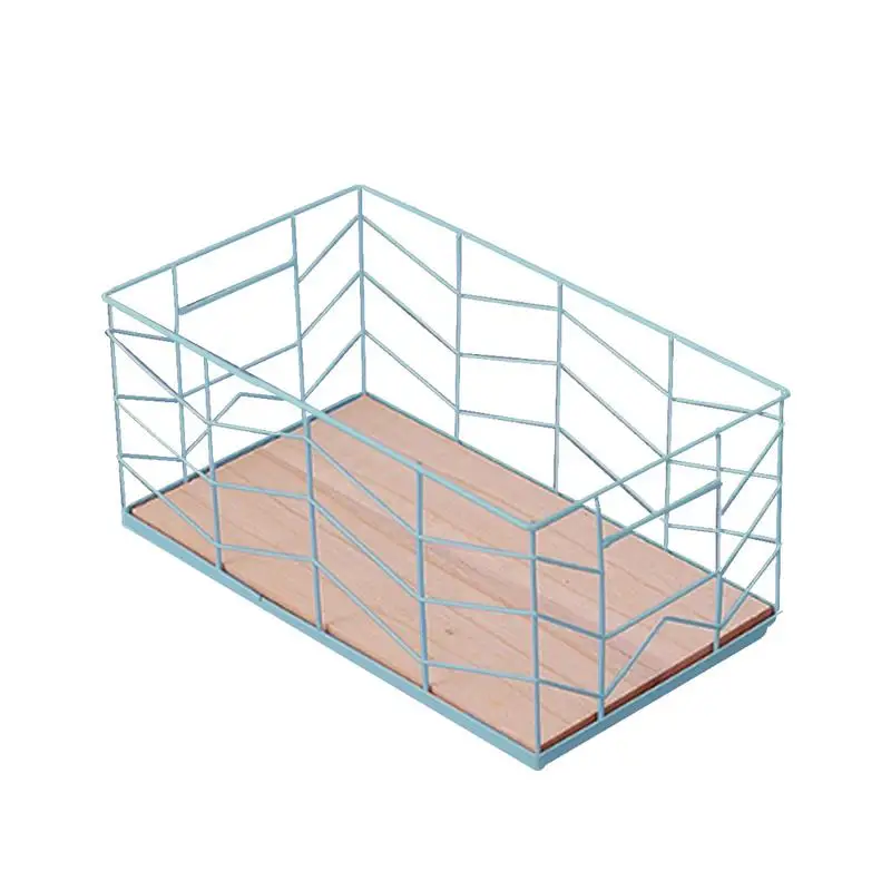 مربع العتيقة سلة لتخزين الأسلاك المنزل لعب الكتب المجلات المطبخ بهار زجاجة المنظم الفاكهة الخضار غسل استنزاف رف