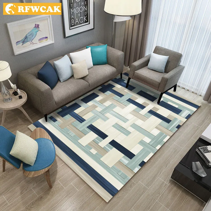 

RFWCAK Modern Geometric Carpets For Living Room Carpet Bedroom Bedside Blanket Area Rug Soft Study Room Rugs Floor Home Decor