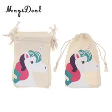 10 pièces licorne coton lin sac bijoux pochette cordon sac faveur de mariage