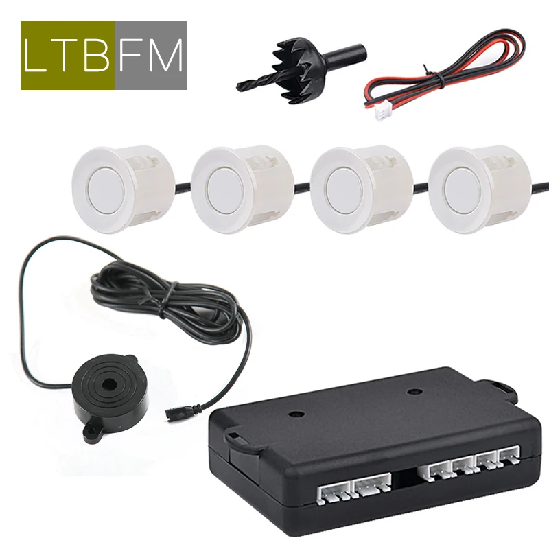 

LTBFM 4 Sensors Buzzer Car Parking Sensor 22mm Kit Reverse Backup Radar Sound Alert Indicator Probe System 12V 8 Colors