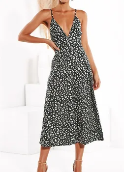

Women Fashion Leopard Print Long Rompers Sexy V Neck Sleeveless Jumpsuit Lace Up Female Casual High Street Holiday Jumpsuits