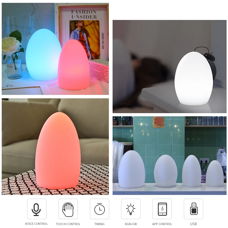 Овальная форма Wi-Fi умный стол лампы Совместимость с Alexa голос Управление прикосновения руки светодиодный окружающей среды ночник Управление светодиодный APP