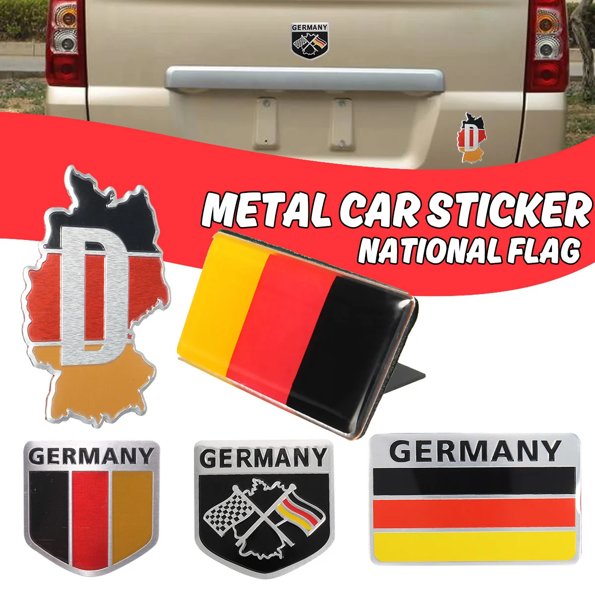 Universal German Flag Front Grille Bumper Car Sticker Emblem Badge for