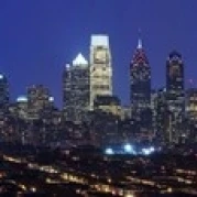 Buildings lit up at night in a city Comcast Center City Philadelphia County Pennsylvania USA 36 x 12 | Дом и сад