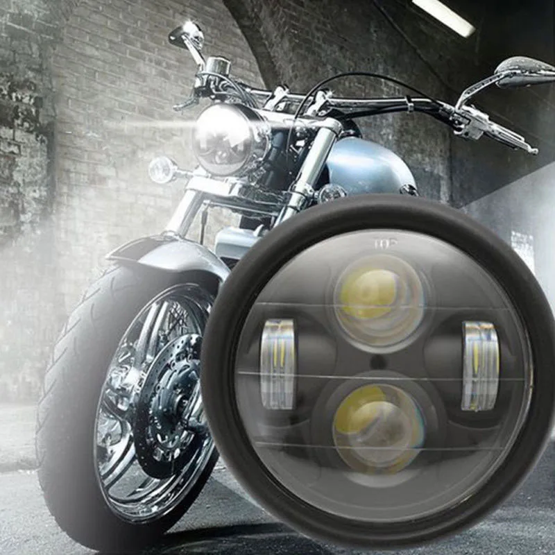 

6.5 1pc Motorcycle Vintage Matte Black LED Headlight High Low Beam Cafe Racer