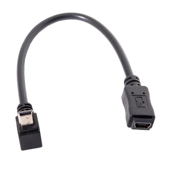 

10pcs/lot GPS Mini USB B Type 5P 90D Up Direct Angled Male to Female Extension Cable 20cm