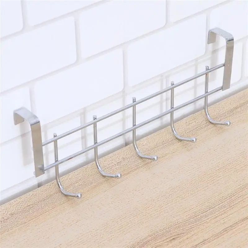 OUNONA 2pcs Over The Door Hook Stainless Steel Wall Mounted Hook Coat Hat Hanger Hook Door Hook Rack Door Storage Hanging Rack