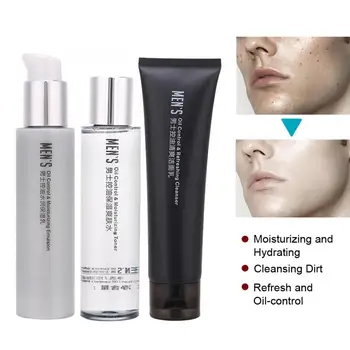 

3pcs/set Men's Skin Care Set Foam Cleanser Face Toner Emulsion Oil Control Hydrating Lotion