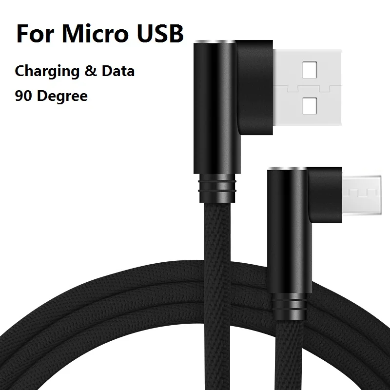 90 degree Micro USB Cable 2.4A Nylon Fast Charge Data for Samsung Xiaomi LG Tablet Android Phone Charging Cord | Мобильные телефоны
