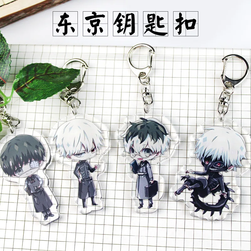 

2019 Tokyo Ghoul Keychain Kaneki Double Sided Acrylic Key Chain Pendant Anime Accessories Japanese Cartoon Kids Toy Key Ring