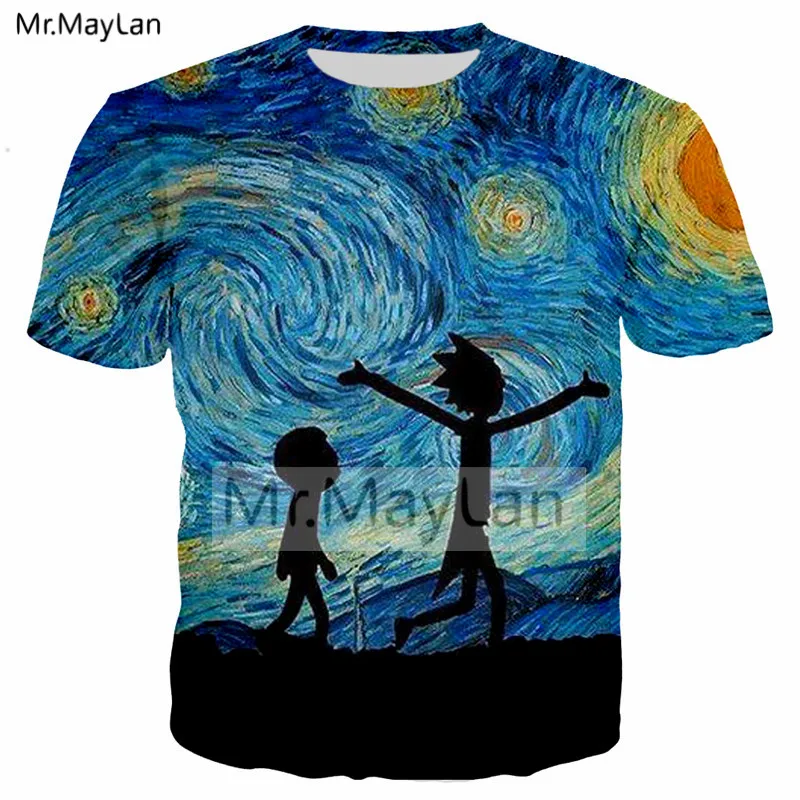 

Funny Ricky and Morty 3D Printed Painting Van Gogh T shirt Men/women T-Shirt Harajuku Streetwear Tshirt Tees Boys Modis Clothes