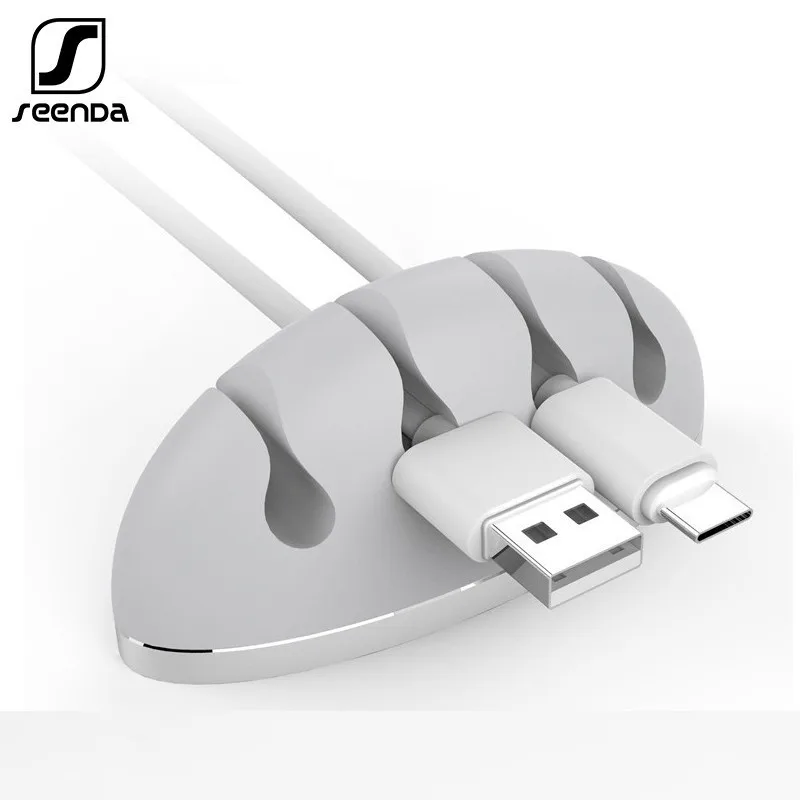 

Seenda Cable Winder Earphone Clip Charger Organizer Management Wire Cord Fixer Silicon Charger Holder 4 slot Strip